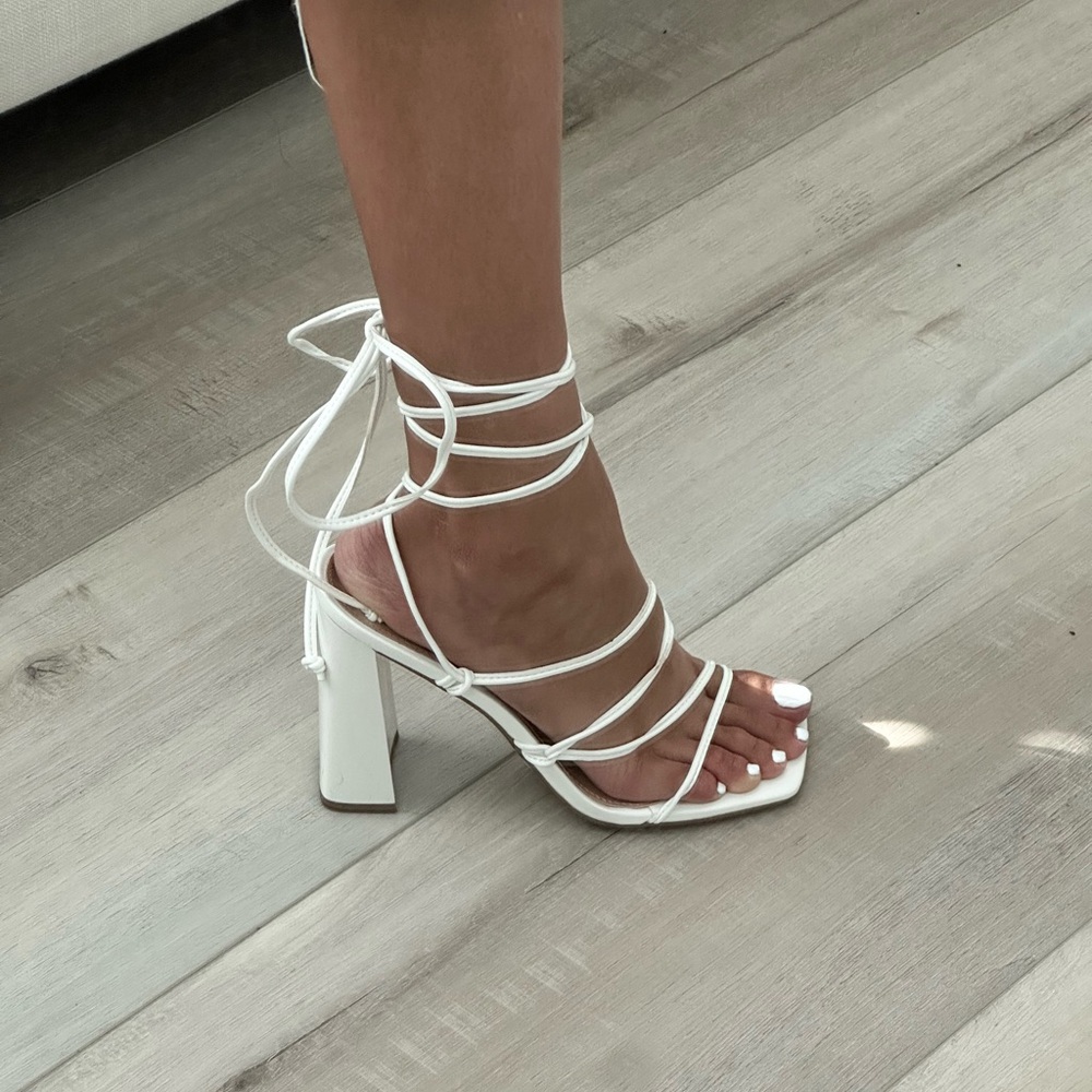 Elegant White Strappy Heels